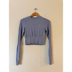P. E Nation Free Play Rib Long Sleeve Crop Top Tee Womens Size M Lavender Lustre